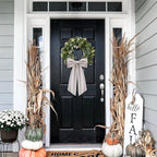 2 Pack Wreath Sash for Front Door Stripe Boxwood Sash Garland Porch Decor Wreath Accessories (Beige and White Stripe)