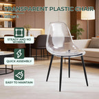 Dining Chairs Set of 4, Modern Acrylic Kitchen Chairs with Transparent Seat, Clear Kitchen Side Chairs with Metal Legs for Living Room, Counter, Dining Room, Kitchen, Reception