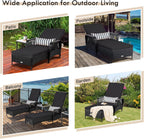 HAPPYGRILL Patio Chaise Lounge, Outdoor Rattan Wicker Recliner Chair with Thick Cushion, Lumbar Pillow, Adjustable Backrest for Garden Porch Lawn Poolside (1)