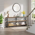 Tribesigns 70.9-Inch Console Table, 3-Tier Industrial Sofa Table with Metal Frame, Modern Behind Couch Table with Storage Shelves for Living Room Entryway Hallway Foyer (Light Brown)