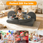 PY HOME & SPORTS Kids Modular Sofa Play Set, 7-Piece Creative Foam Couch for Children, Soft Coral Fleece, Multiple Configurations, Improves Hands-On Skills & Imagination, Compressed Packaging