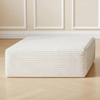 37.4" Plush Corduroy Ottoman, Upholstered Cloud Ottoman for Boneless Couch in a Box, Modular Sectional Couches for Living Room, Compressed Memory Foam, No Assembly Require, White