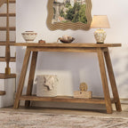 47.2" Farmhouse Entryway Table, 2-Tier Modern Wooden Console Sofa Table with Open Storage, Long Narrow Accent Table for Entrance, Foyer, Hallway, Living Room & Behind Couch (Brown)