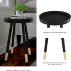 Lavish Home Round End Table Set of 2 – 17 Inch Small Round Side Table Set with Tray Tops and Color-Block Spindle Legs – Wooden Mid Century Modern Living Room Furniture (Black)