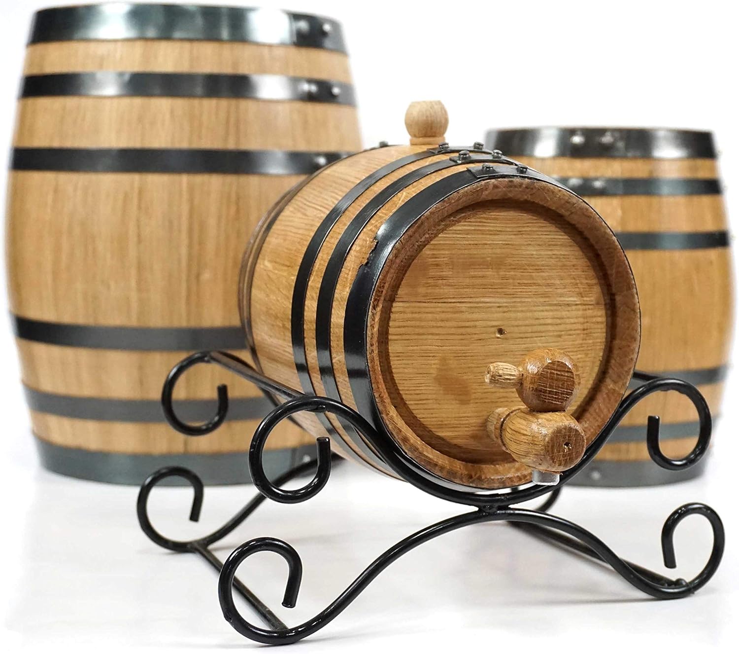 THOUSAND OAKS BARREL Wrought Iron Cradle Stand for 1 Liter & 2 Liter Oak Aging Barrel - Mini Bourbon and Wine Metal Rack Holder Base