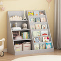 4 Tier Kids Bookshelf for Nursery, Baby Toddler Bookshelves Toy Organizers and Storage Bookcase, Wooden Children Book Shelf for Kids Rooms Classroom (Grey)