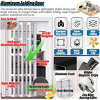 Accordion Folding Door, White Aluminum Alloy Foldable Interior Sliding Door, Room Divider with Top Track for Bathroom Bedroom Kitchen Hallway Doorway