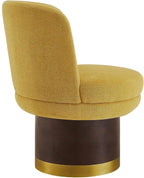 Swivel Accent Chair with 360° Rotation, Round Barrel Chair Upholstered in Soft Chenille Fabric, Ergonomic Comfy Barrel Chair for Living Room, Bedroom, Small Apartment (Yellow)