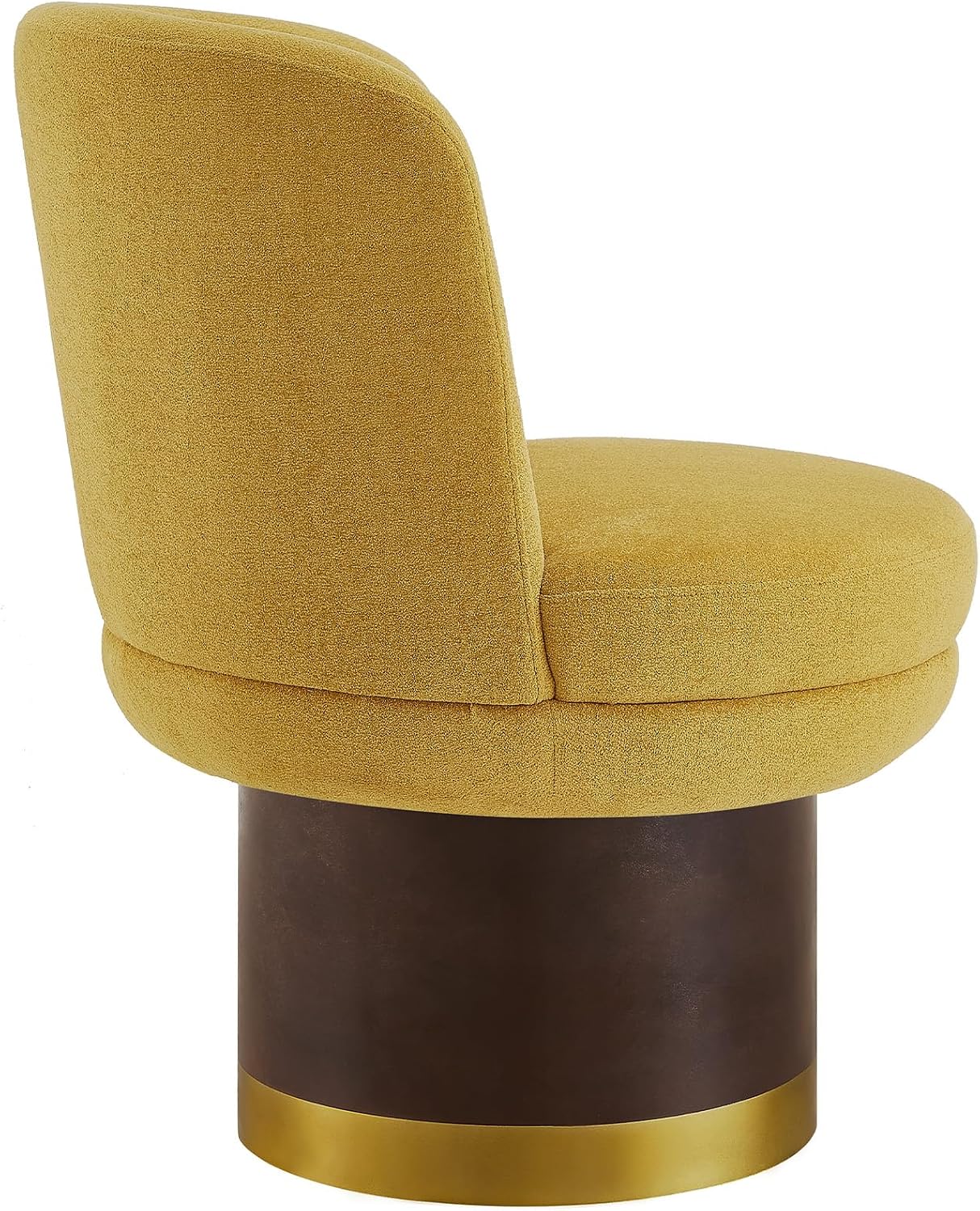Swivel Accent Chair with 360° Rotation, Round Barrel Chair Upholstered in Soft Chenille Fabric, Ergonomic Comfy Barrel Chair for Living Room, Bedroom, Small Apartment (Yellow)