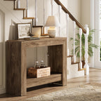 Tribesigns 41.3" Farmhouse Console Table, Behind Couch Sofa Table with Open Storage Shelves for Living Room (Natural)