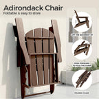 Folding Adirondack Chair Set of 4, Lightweight - Portable HDPE Patio Chair, All-Weather Space-Saving Foldable Fire Pit Seating for Camping, Backyard, Deck-Coffee