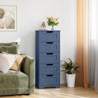 TTVIEW Bathroom Cabinet, Bathroom Storage Cabinet with 5 Drawers, Bathrooms Organizers and Storage, Bathrooms Floor Cabinets with Anti-Tipping Device for Hallway, Blue