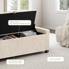 GRAINELL 42.13” Storage Ottoman Bench, Upholstered Tufted Bedroom Bench with Storage, End of Bed Storage Bench for Living Room & Entryway, 350 lb Capacity, Linen Beige