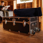 Rhino Trunk & Case Large Armor Camp Trunk with Removeable Wheels - Secure Dorm Storage Chest, Ideal Summer Camper Footlocker, Strong College Trunks - Seats 1000+ Pounds - 32"x18"x14" (Slate)