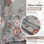 OWENIE Floral Kitchen Cafe Curtains - 36 Inch Length 2 Panels Set, Printed Light Filtering Textured Farmhouse Short Small Half Curtain Tier Drapes for Bathroom Basement, 2 Pcs Each 30W x 36L,Grey