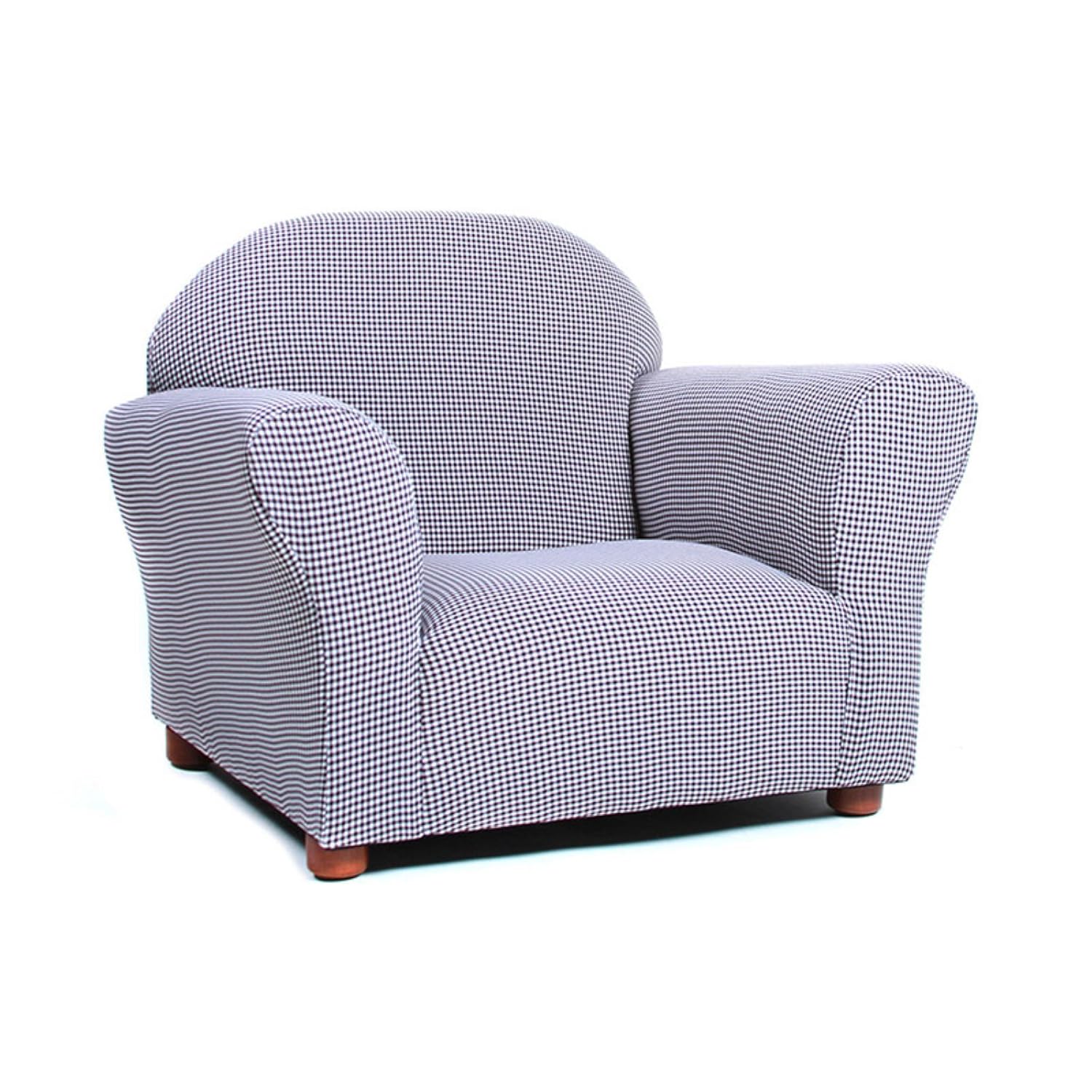 Keet Roundy Gingham Chair for Kids Upholstered Toddler Armchair for Ages 2–5, Sturdy Wooden Frame, Soft Durable Cotton Fabric, Lightweight, Fully Assembled, Ideal for Playrooms, Nurseries & Bedrooms.