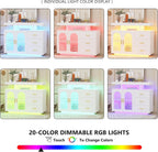 Gurexl 40" LED Buffet Cabinet with Wireless Charging Station,Auto Sensor RGB 20-Color Dimmable Sideboard with Human Body Induction,Sideboards Cabinet with 1 USB&Type-C Port and 3 Drawers