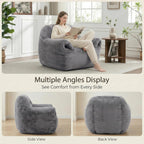 Bean Bag Chair for Adults and Childs with Armrests, High Back Supportive Plush Lounge, Oversized Faux Fur Floor Sofa for Living Room, Bedroom and Dorm (Dark Gray)