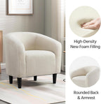 Yaheetech Accent Barrel Chair, Boucle Fabric Club Chair, Furry Sherpa Elegant Armchair with Cozy Soft Padded, Suitable for Living Room Bedroom Reception Room Office, Ivory