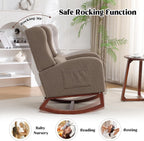 HCHAIRH Rocking Chair with Foot Rest, Teddy Wingback Nursery Rocking Chairs, Nursing Glider Rocker Chair with Pillow and High Back for Nursery, Living Room, Bedroom