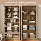 Tribesigns 71" Tall Kitchen Pantry Cabinet with Doors and Adjustable Shelves, Modern Rustic Storage Cabinet Wooden Cabinet for Kitchen, Dining Room, Rustic Brown