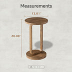 COZAYH Farmhouse Round End Table, Minimalist Small Drink Table, Rustic Plant Stand for Living Room or Bedroom, Boho, Natural Wood Color