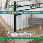 Mattress-Homes Ruffled Bed Skirt Split Corners with Platform, Tailored Fit Hotel Quality Wrinkle Free Ultra-Soft Microfiber Dust Ruffle, Upto 18 Inch Drop, Queen, White