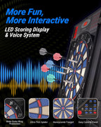 WIN.MAX Electronic Dart Board Cabinet Set for Adults, Black | LED Scoring, 38 Games & 211 Variants, Up to 16 Players, 12 Darts+40 Tips, Wall Mount for Home Bar Game Room Man Cave
