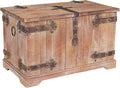 Household Essentials Victorian Style Decorative Trunk in Chinese Fir Wood with Metal Accents, Natural