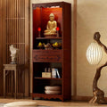 Temple for Home, 20.8-27.5'', Bamboo Meditation Altar Table with Storage, Dual-Mode Drawer Puja Table for Incense & Offerings, Bamboo Altar Cabinet for Home Use for Storage(Style B,53cm/20.8in)