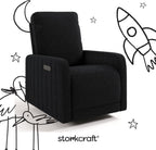 Storkcraft Kyoto Deluxe Power Recliner Swivel Glider (Black Boucle) – Premium Electronic Power Recliner for Nursery, Includes Dual-USB Charging Port with USB-A & USB-C, Glider Rocking Chair