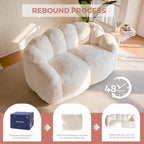 MAXYOYO Bean Bag Chair for Adults, Floral Shaped Bean Bag Sofa | Ultra Soft Faux Fur Floor Sofa, Large Reading Chair for Living Room Bedroom, Beige, Double