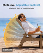 YEFU Chaise Lounge Chairs Set of 2 Outdoor,Pool Lounge Chair with Adjustable Backrest,All Weather Patio Lounge Chair with Cup Holder&Armrest,for Outside,Beach,Deck,Heavy Duty,400lbs Capacity(Teak)