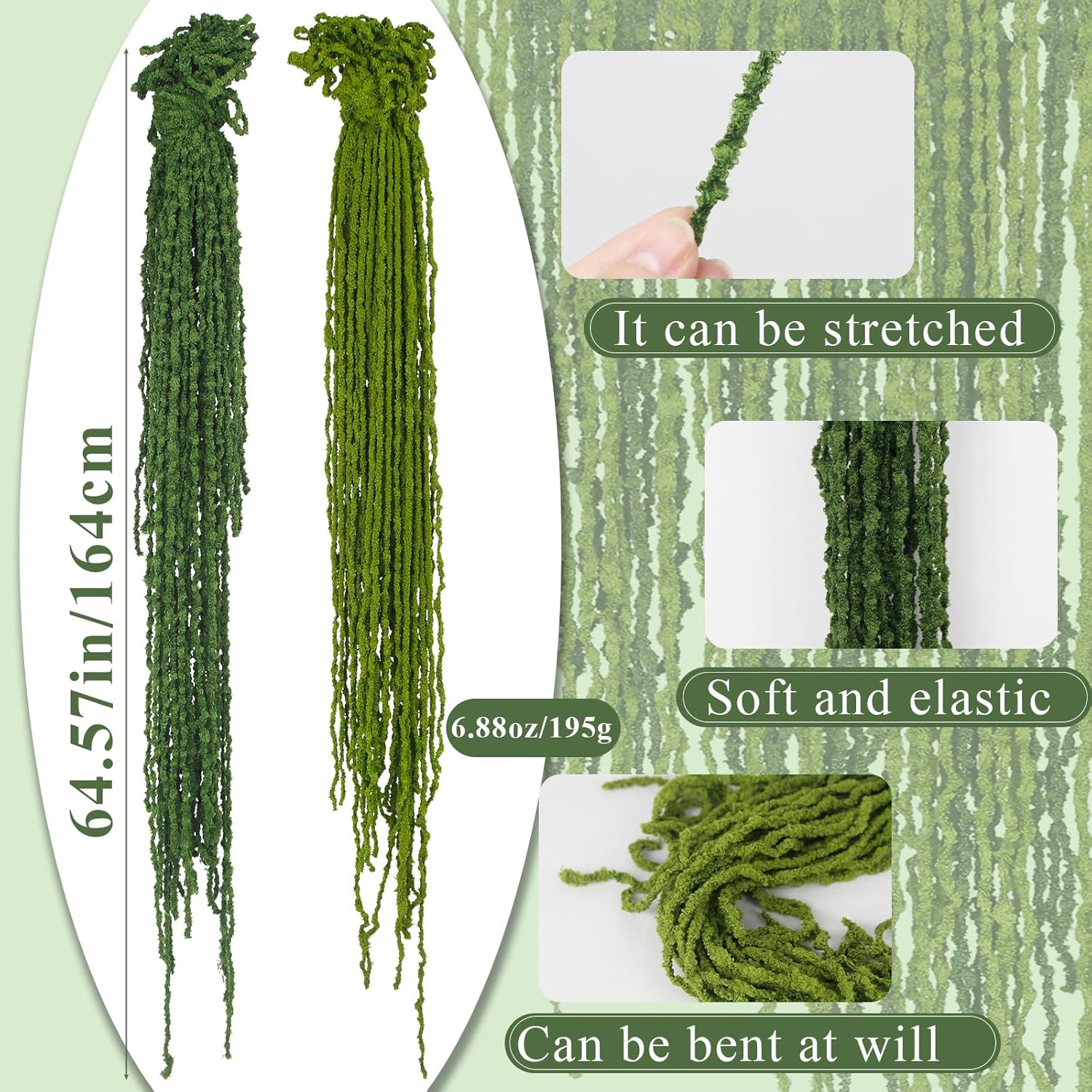 60 Pcs Hanging Moss Vines Faux Moss Garland for Decorating Artificial Amaranthus Hanging Flowers 59-62 Inch Fake Mossy Rope for Crafts Wedding Arch Floral Arrangment Wall Hanging Mantle Outdoor
