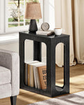 CHOEZON Narrow Side Table, Skinny End Table, Small Nightstand, Modern Geometric Structure, 2-Tier Sofa Bedside Partner, for Small Spaces, Living Room, Bedroom, Black MBZ10BB