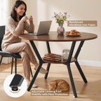 Miereirl 42.13" 5-Piece Round Dining Table Set for 4, Kitchen Table Set with 4 Upholstered Chairs and Storage Shelf, Dining Room Furniture Set for Apartment, Small Spaces