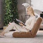 Floor Chair with Back Support Folding Chair with Adjustable Position, Padded Sleeper Bed, Floor Gaming Chair, Meditation Chair, Gaming Floor Chairs for Adults (Tan)