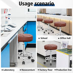 Brick Attic PU Leather Rolling Stool with Wheels, Adjustable Swivel Stool with Footrest, 360° Rolling Stool for Tattoo, Salon, Massage, Medical, Office, Home Kitchen, Vintage Rust