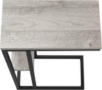 JOSHEN 18" C-Shaped Slide Under Corner End Table, Retro End Table with Stable Load-Bearing Design, Decorative Accent Tables with Secondary Shelf for Living Room, Grey