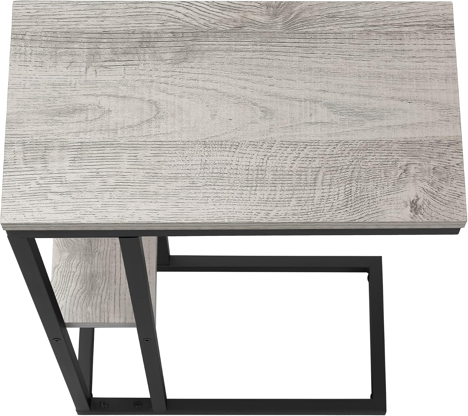 JOSHEN 18" C-Shaped Slide Under Corner End Table, Retro End Table with Stable Load-Bearing Design, Decorative Accent Tables with Secondary Shelf for Living Room, Grey