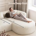 ONEMMLION Boneless Couch for Living Room, 111" Oversized Sectional Comfy Sofa with Right-Facing Chaise, Luxury Modern Curved L Shape Couch with Extra Deep Seat, No Asembly Required, Beige White