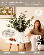 A Heart Held in Two Hands White Vases for Flowers - Cute Modern Small Ceramic Flower Vase for Pampas Grass - Decorative Table Vase for Coffee or Dining Table Centerpiece, Shelf - Gift for Mom (White)