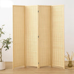 4 Panel Room Divider and Extra Wide Folding Privacy Screen, 63" W x 67" H, Bamboo Room Divider for Room Separation