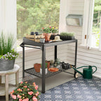 Metal Potting Bench with Wheels Planting Table for Outdoor Gardening Work Benches for Outside Potters Station Weatherproof