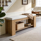Tribesigns Upholstered Entryway Bench, 47-Inch Long Farmhouse End of Bed Bench with Padded Seat and MDF Frame, Rustic Indoor Cushion Seat for Entrance, Hallway, Bedroom
