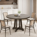 IDEALHOUSE Round Dining Table for 4, 47 Inches Dining Room Table with Wooden Base, Kitchen Table with Circle Tabletop, Dinner Table for Dining Room, Kitchen, Living Room, Grey