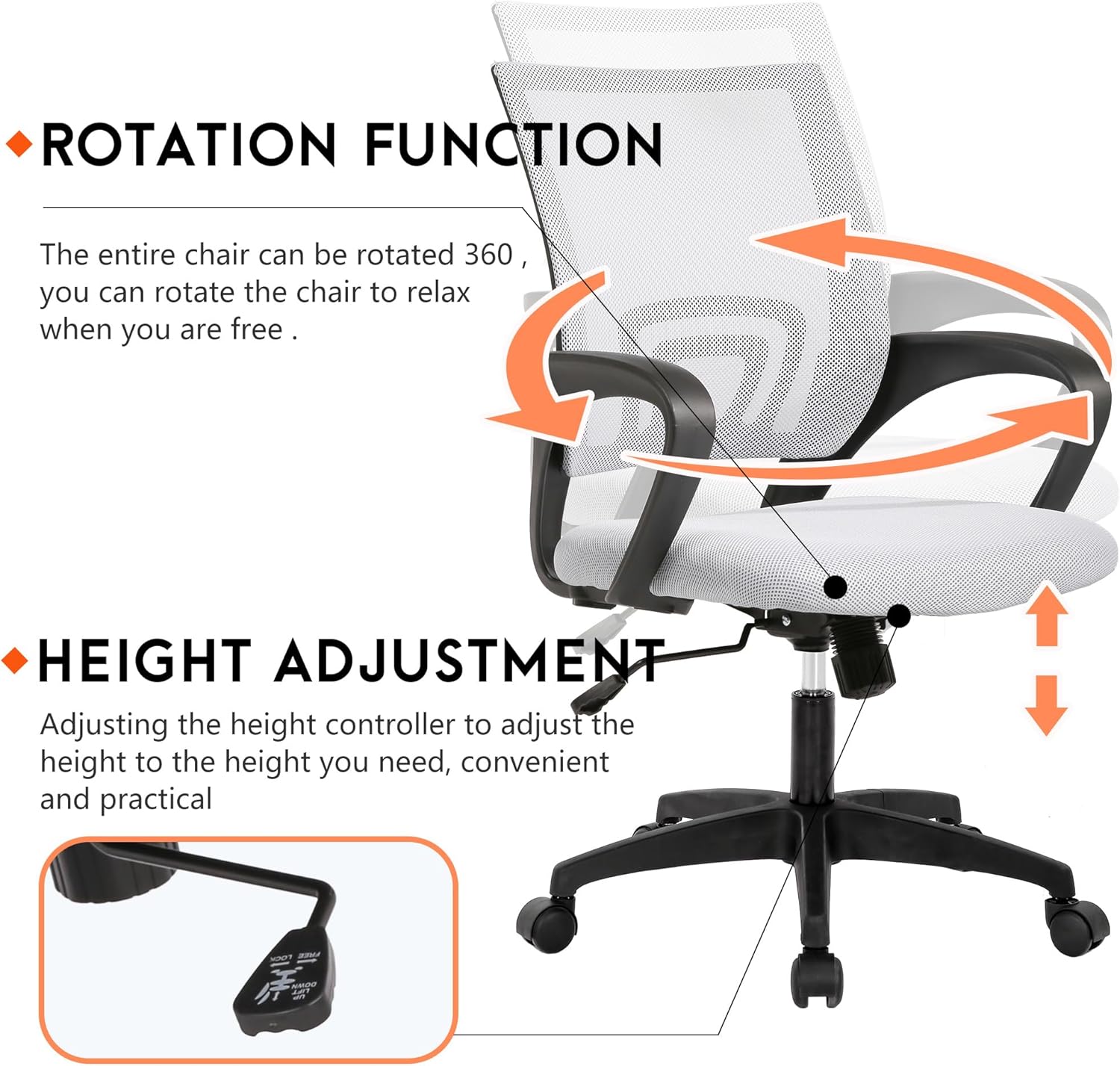 PayLessHere Home Office Chair Desk Computer Chair Adjustable Ergonomic Chair Lumbar Support Armrest Executive with High Density Mesh 360 Degree Swivel Chair for Adults Chair (Pack of 1, Beige)