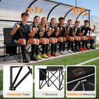 Suteck 8 Seats Soccer Bench, Portable Team Bench with 17.3"x 17.3" Individual Seats, 600D Oxford Fabric & Side Pockets, Heavy Duty Outdoor Folding Bench for Sports, Camping, Patio & Park Events