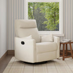 Davinci Atlas Upholstered Recliner and Swivel Glider in Vanilla | Nursery Glider Chair with High Back, Padded Armrests, and Bolster Pillows | Smooth Recline for Nursing and Feeding