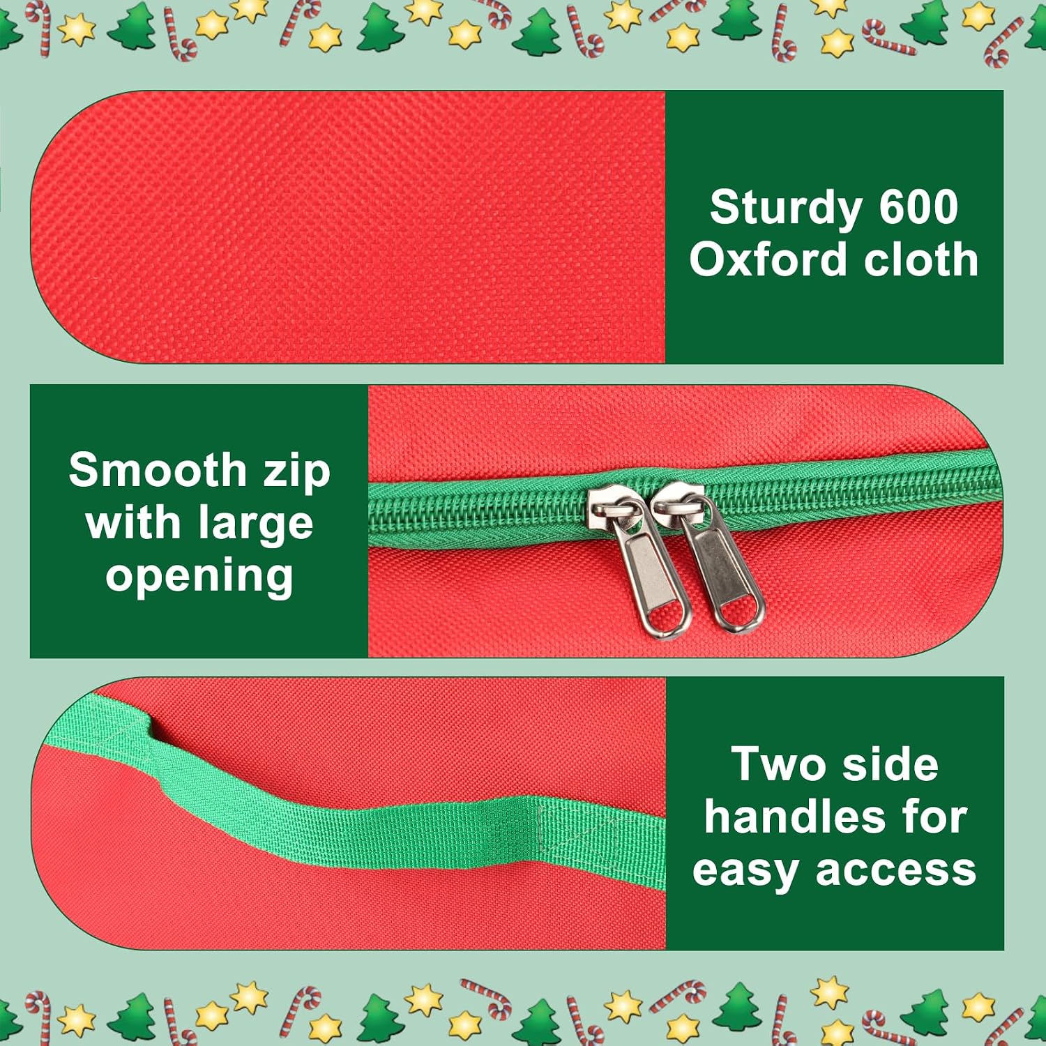 Christmas Light Storage Bag with Reels- Holds up to 750ft of Mini Lights. 600D Zipper Bag & Container for Holiday Xmas Lights. A Classic Storage Solution!(2, RED)
